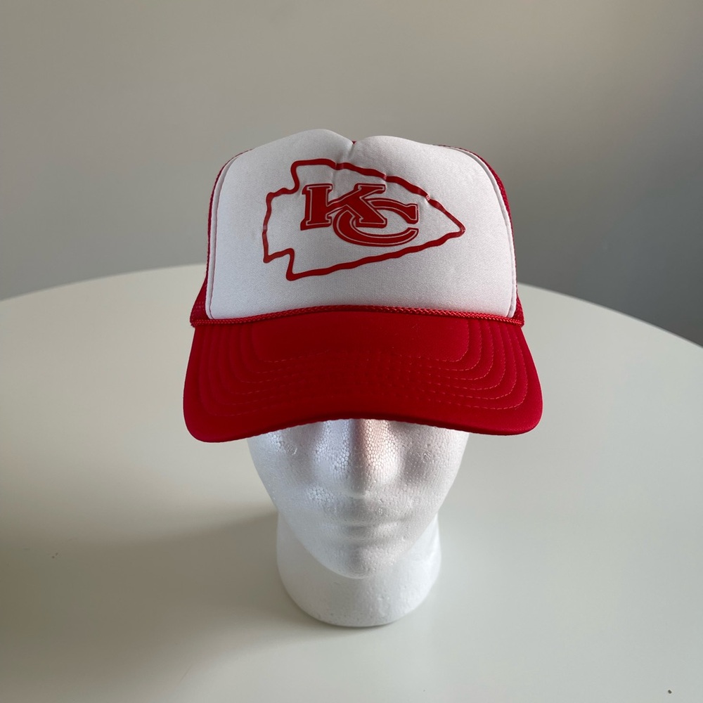 Red and White Kansas City Chiefs Trucker Hat